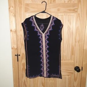 THML Embroidered boho hippie v-neck tunic top dress size M